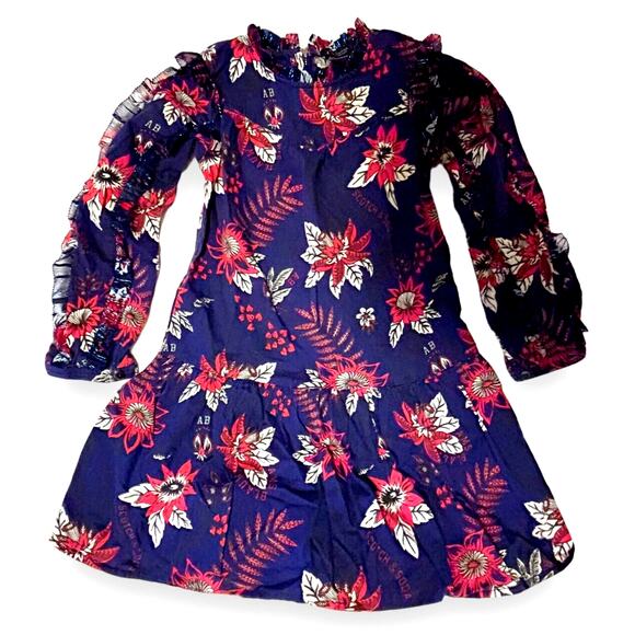 Scotch & Soda Girls floral Dress Red Purple Hawaiian High Neck 6 Yr - Picture 1 of 9